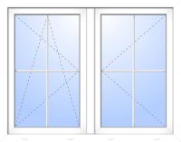 Außenansicht Doppelfenster mit 4 Sprossen Stulp Dr-Ki-Dr Anthrazit