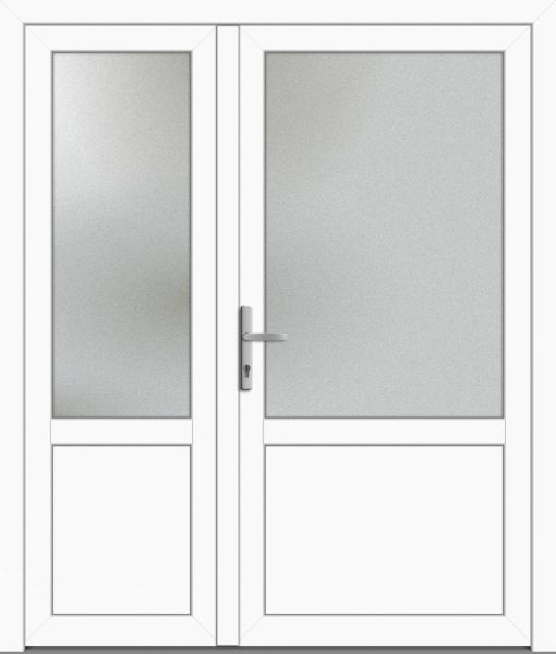 Kunststoff-Aluminium Nebeneingangstür "ANASTASIA 2/3" 70mm 2-flügelig Doppeltür asymmetrisch