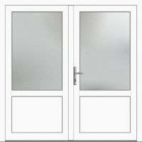 Außenansicht zweiflügelige Nebeneingangstür symmetrisch Weiß
