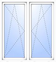 Außenansicht 2-flügelige Balkontür mit Pfosten Dr-Ki Weiß