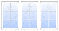 Außenansicht 3- flügeliges Fenster 6 Sprossen mit Pfosten Dr-Ki Weiß